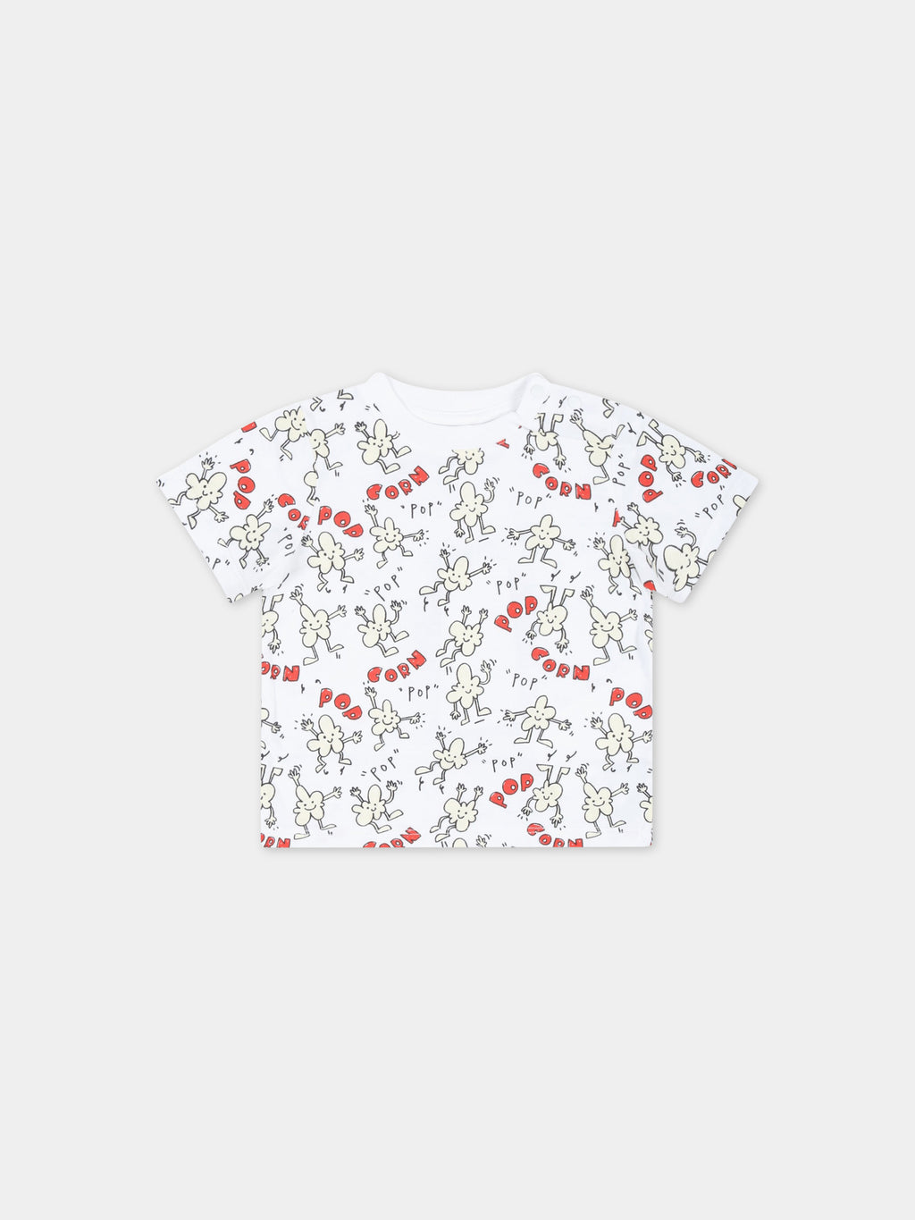 T-shirt bianca per neonati con Pop-Corn